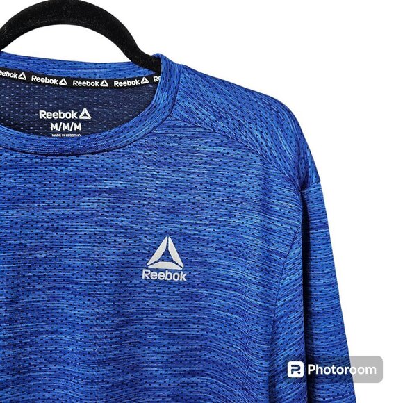 🏆381 Reebok Stride Performance Blue Short Sleeve T-Shirt - Picture 4 of 8